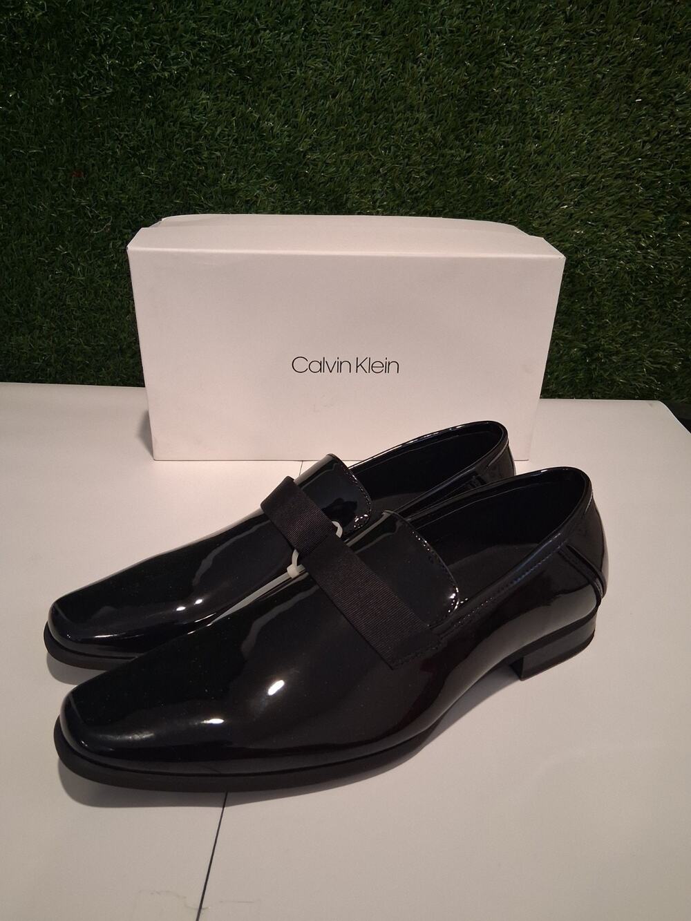 Calvin Klein Bernard Men's Loafers Black Patent Leather Dress Shoes Size 10.5 M